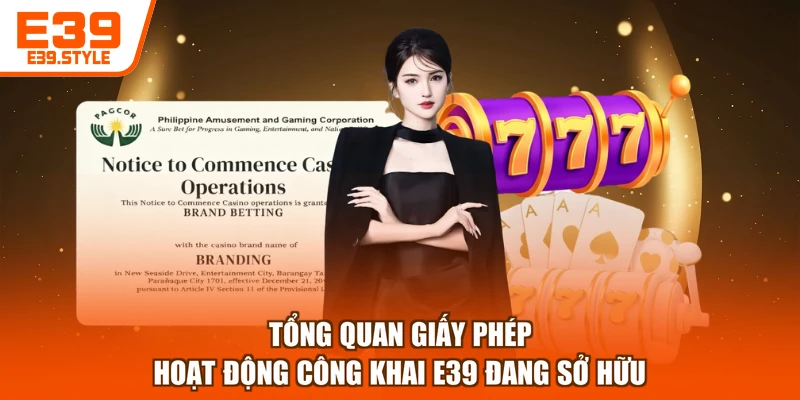 Tổng quan giấy phép hoạt động công khai E39 đang sở hữu